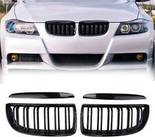 For BMW 3 Series E90 E91 Front Kidney Grille 2005-2008 Gloss Black Dual Slat picture