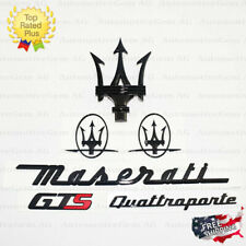 Maserati Emblem Quattroporte GTS Grille Trident Side Logo Black Badge Set Kit picture
