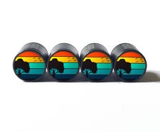 Colorful Tree Silhouette Tire Valve Caps - Black Aluminum - Set of Four picture