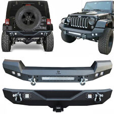 Vijay Front Bumper w/ 5*20W lights and Rear Bumper for 07-18 Jeep Wrangler JK picture