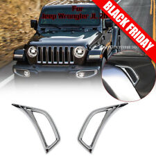 Chrome Car Leaf plate Air Inlet Trim Cover For 2018+ Jeep Wrangler JL JLU 2pc picture
