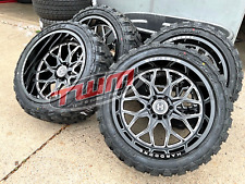 22X12  GLOSS  BLACK milled WHEELS RIMS W/ 35125022 Tires For FORD F250  (8X170) picture