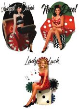 #JACKPOT #CASINO NICE DICE #PINUPS LADY LUCK #ladyluck 3 VINYL STICKER/Decal SET picture