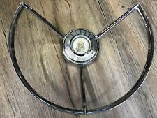 1957 1958 FORD MERCURY METEOR USED OEM CHROME STEERING WHEEL HORN RING (RARE) picture