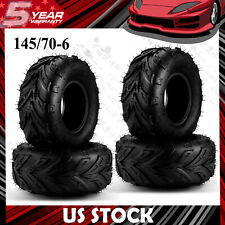 156LBS ATV Go Kart Tires Tubeless Rated Black Rubber  4Pcs 145/70-6 4PR picture