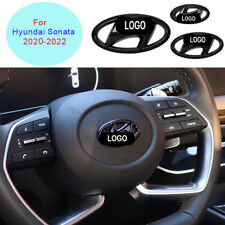 For Hyundai Sonata 2020-2022 Glossy Black Front Rear Back Logo Emblem Cover 3pcs picture