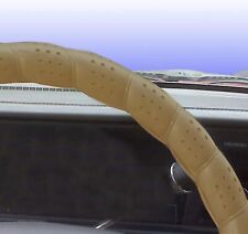 Classic Grip Synthetic Leather Old School Wrap Steering Wheel Cover Beige picture