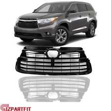 Fits Toyota Highlander 2014-2016 Front Upper Grille Full Gloss Black USA picture