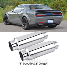 For Dodge Challenger SRT 3'' Inlet/Outlet Exhaust Muffler Resonator 12'' Long 2X picture