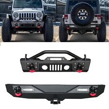 LUYWTE Wrangler Front +Rear Bumper Fits 2007-2018 Jeep Wrangler JK/JKU picture
