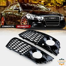 For 08-12 Audi A4 B8 Fog Light Grill RS4 Style Honeycomb Mesh Glossy Black L+R picture