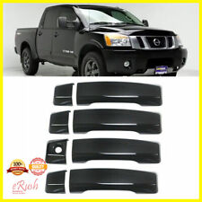 Fits 2004-2015 NISSAN TITAN 4PCS GLOSSY BLACK DOOR HANDLE COVER OVERLAY SET picture