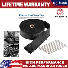 50FT Black Exhaust Header Wrap Roll Heat Wrap 10 Cable Zip Ties For Motorcycle picture