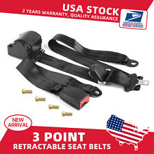 1X Universal 3 Point Retractable Black Seat Belts for Dodge Neon 1998-2005 picture