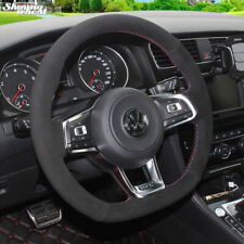 Black Suede Steering Wheel Cover for Volkswagen Golf 7 GTI Golf R MK7 VW Polo picture