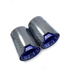 2Pcs Glossy Carbon Blue Exhaust tip for BMW M2 M3 M4 M135i M235i M140i M240i picture