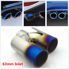 1X Car Roasted Blue Double Out Stainless Steel Exhaust Tip Tail Pipe Fit for BMW picture