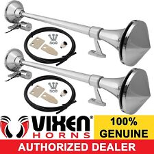 VIXEN HORNS TRAIN AIR HORN 2 TRUMPETS CHROME PLATED WATERPROOF FOR BOAT/TRUCK picture
