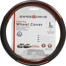 Large steering wheel cover Black Wood Grain Design Trucks, Pick Ups, SUV's (L) picture