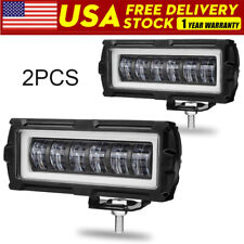 2X 5inch LED Driving Light Bar Pods DRL Halo Offroad Fog Work Lamp Truck ATV SUV picture