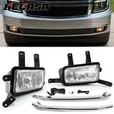 For 2015-2020 Chevy Suburban/Tahoe Fog Lights Lamps w/Chrome Trim+Switch+Bulbs picture