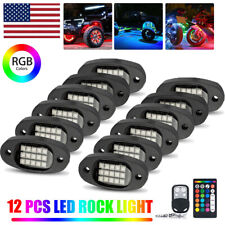12 Pods RGB LED Rock Lights Kit Offroad Truck Underbody Neon Music Bluetooth APP picture