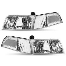 For 98-11 Ford Crown Victoria Chrome Housing Headlights+Corner Signal Lamp Set picture