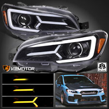 Jet Black Fits 2015-2021 Subaru WRX STI Projector Headlights LED Sequential Tube picture