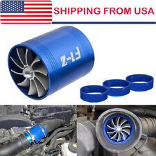 Universal Car Double Turbine Turbo Air Intake Gas Fuel Saver Fan Supercharger US picture