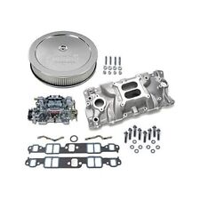 SBC Chevy 350 Edelbrock 2701 intake w/Gaskets, 600cfm 1406, & Air Cleaner Combo picture