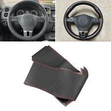 BLK-Red Steering Wheel Cover For VW Touran Sharan 2010 2011 2012 2013 2014 2015 picture