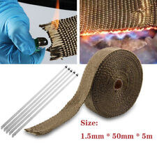 50MM * 5M Roll Titanium Header Manifold Exhaust Heat Pipe Wrap Tape w/ 5 Tie Kit picture