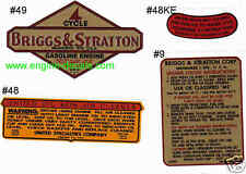 Briggs & Stratton decals for 9, 14, 19 & 23; 50's Fits Bantam tractors Set of 4 picture