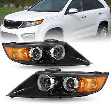 Headlight assembly for 2011 2012 2013 Kia Sorento Halogen Black Amber L+R pairs picture