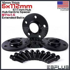 [4] 10mm Volkswagen 5x112mm CB 57.1mm Wheel Spacer Kit 14x1.5 Ext Bolts Included picture