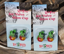 4 Green RAT FINK Valve STEM CAPS Hot Rod MOON vtg style Custom Ed ROTH Mooneyes picture