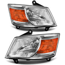 Pair Chrome Amber Headlights For 2008-2010 Dodge Grand Caravan Headlamp LH RH picture