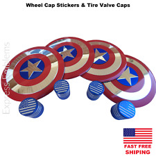 4x Captain America Wheel Cap Hub Sticker Decal 2.20