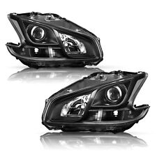 Black For 2009-2014 Nissan Maxima Halogen Headlights Clear Corner Headlamps Pair picture