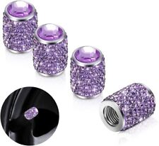 4pcs Purple Shinny Crystal Rhinestone Bling Tire Stem Valve Caps Fits Universal picture