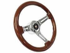 1969-89 Cadillac S6 Wood Steering Wheel Mahogany Kit, Black Telescopic Adapter picture