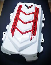C8 Corvette HTC Engine Intake Cover- Arctic White- Torch Red Detail- C8 Flag picture
