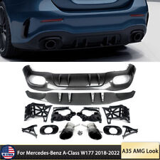 Rear Diffuser Lip W/Exhaust Tips For Benz 2018-2022 W177 A200 A250 A35 AMG Look picture