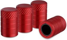 4x Red Anodized Aluminum Tire Valve Stem Caps Covers Fits Universal picture