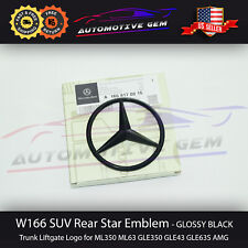 W166 SUV Mercedes GLOSS BLACK Star Emblem Rear Trunk Lid Logo Badge AMG GLE350 picture