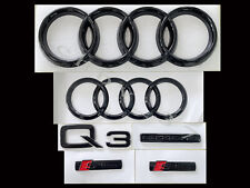 Audi Q3 Emblem Gloss Black Rings Front Rear Quattro Sline Combo Set OE 6PC 13-21 picture