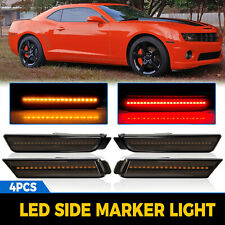 For Chevy Camaro 2010-2015 Front & Rear LED Bumper Full Side Marker Light Smoked picture