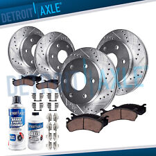 Front and Rear Drilled Disc Rotors + Brake Pads for GMC Acadia Enclave Traverse picture