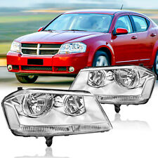 Chrome Clear 2008-2014 Dodge Avenger Headlights Headlamps Replacement Left+Right picture
