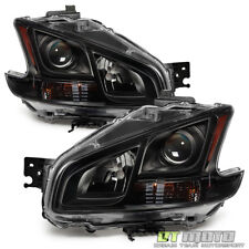 For 2009-2014 Nissan Maxima Black Projector Headlights Headlamps Pair Left+Right picture